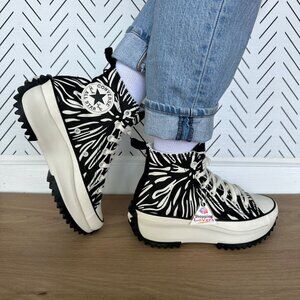 ❤️Converse Run Star Hike Hi Platform Women Shoes Sz 7 Zebra Black White A03729C